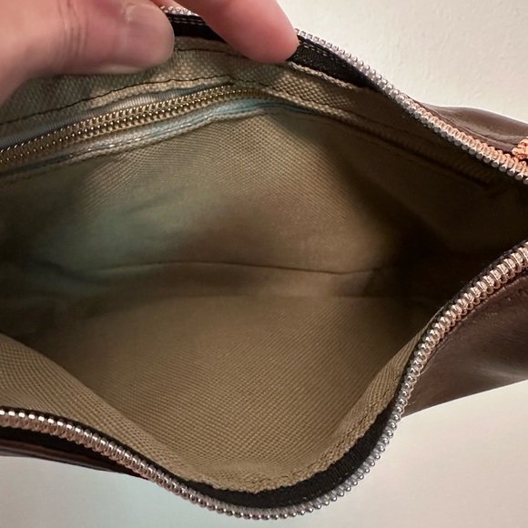 Brown hand made purse rose gold butterfly zipper pull inside pocket - Picture 9 of 11